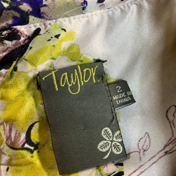 Taylor Silk Grey Green Purple Rolled Collar Dress - Picture 8 of 8